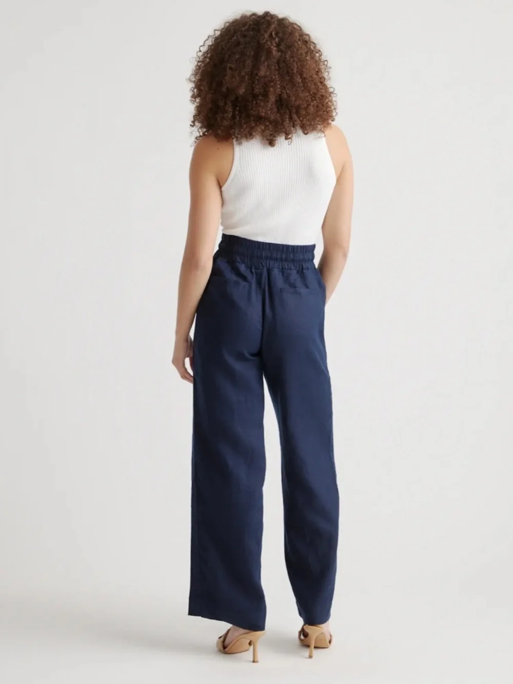 Quince Linen Wide Leg Pants Navy